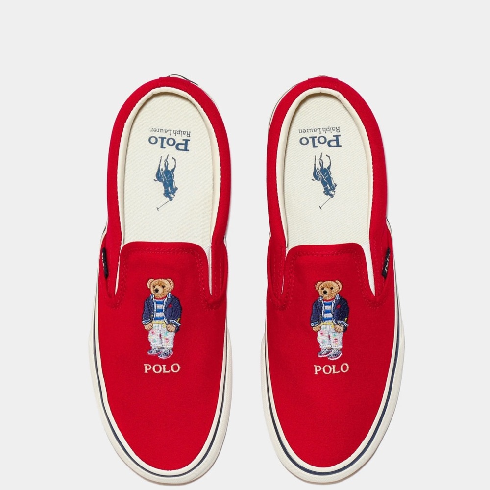 Polo Ralph Lauren Polo Bear Keaton Slip On Sneaker Shoes Men's red Size 10